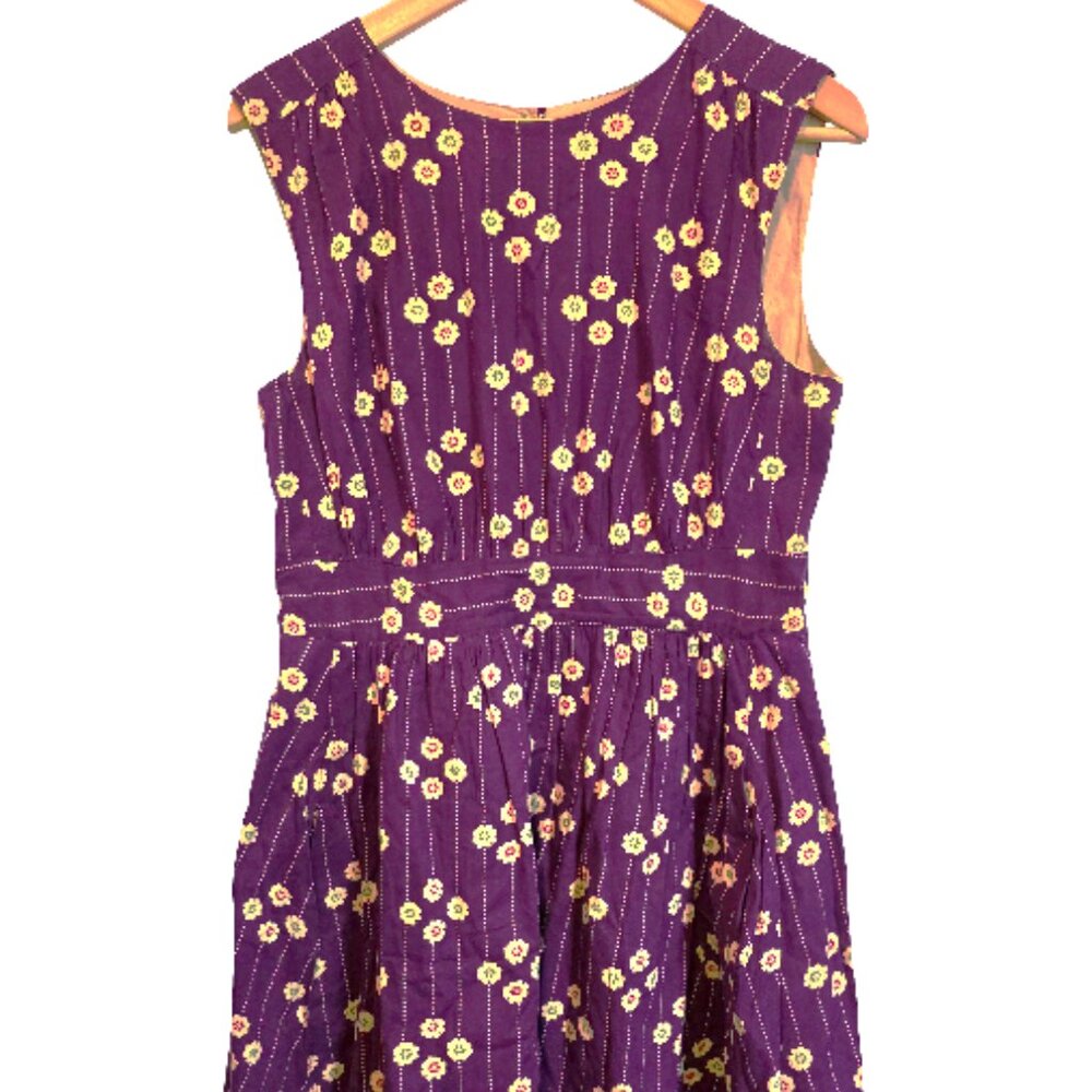 Modcloth Purple Emily and Fin Dress Floral Print Size L